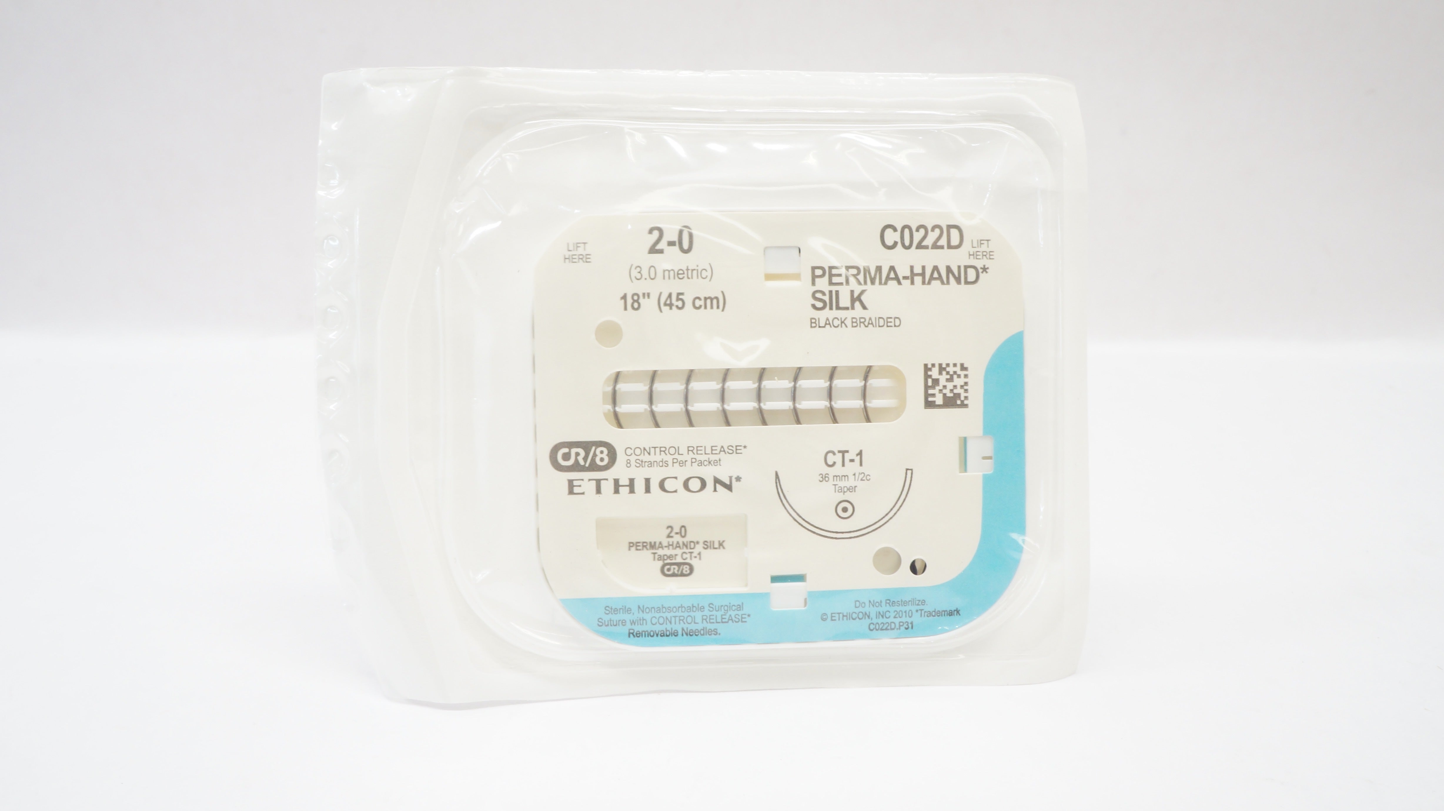 Ethicon C022D 2-0 Perma-Hand Silk, CT-1, 36mm 1/2c Taper, 18inch