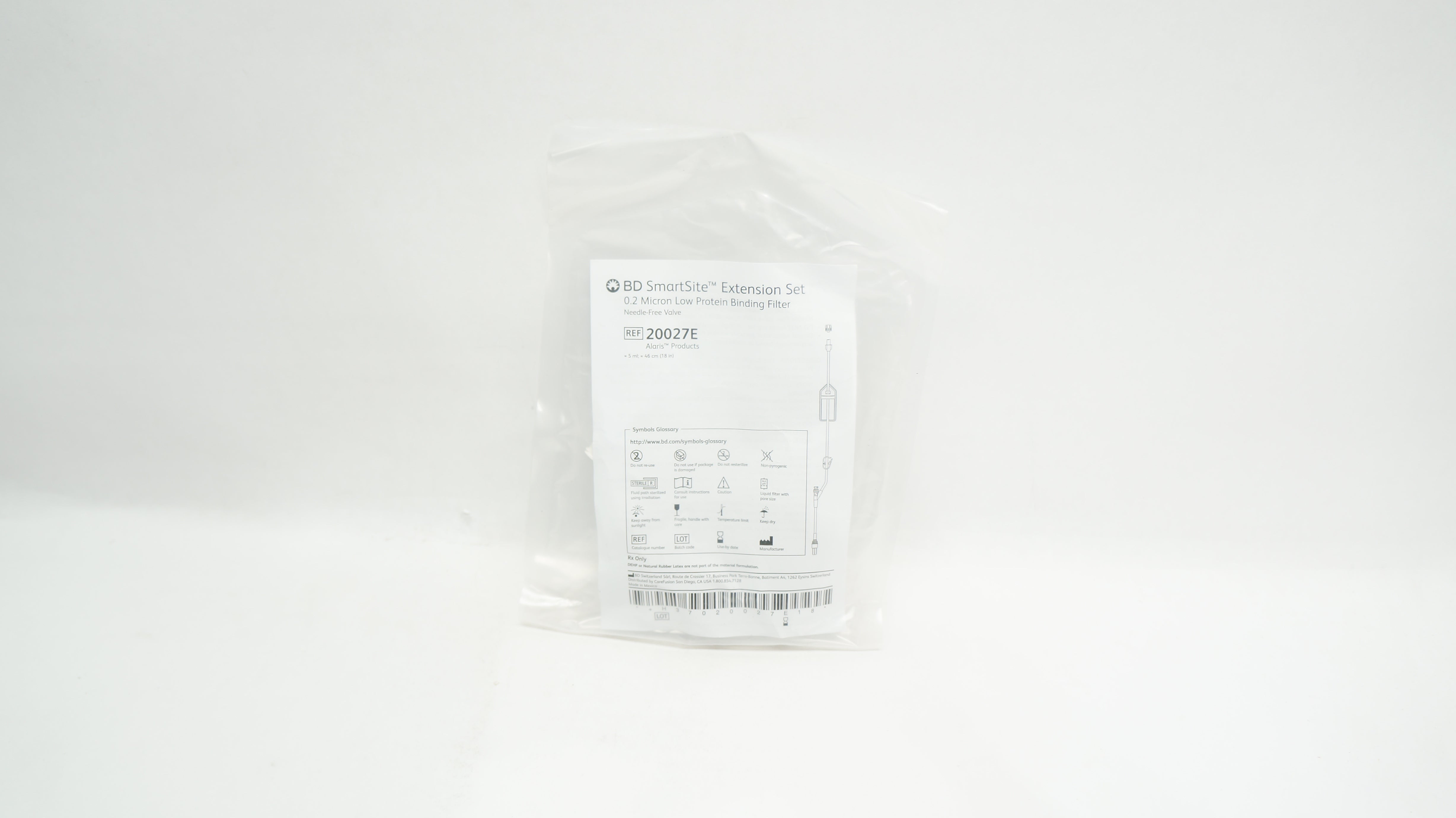 BD 20027E SmartSite Extension Set 0.2 Micron Binding Filter 5ml x 18inch