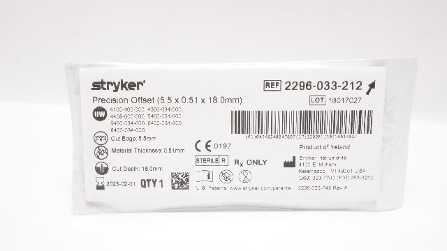 Stryker 2296-033-212 Precision Offset 5.5mm x 0.51mm x 18.0mm (x)