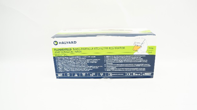 Halyard 46827 FluidShield 3 N95 Filter Respirator & Surgical Mask - Box of 35